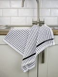 Poli-Dri Classic tea towel in Black, 100% cotton terry check with woven border