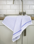 Poli-Dri Classic tea towel in Cornflower, 100% cotton terry check with woven border