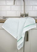 Poli-Dri Classic tea towel in Green, 100% cotton terry check with woven border
