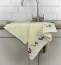Poli-Dri Chickens jacquard tea towel with woven chickens border