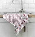 Poli-Dri Strawberries jacquard tea towel with woven strawberries border