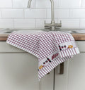 Poli-Dri Wine & Cheese jacquard tea towel with woven wine & cheese border