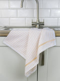 Poli-Dri Classic tea towel in Peach, 100% cotton terry check with woven border