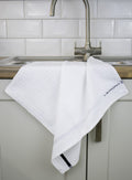 Poli-Dri Classic tea towel in White, 100% cotton terry check with woven border